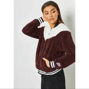 Nike Sportswear Sherpa Bomber Jacket Burgundy